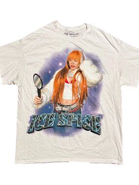 Ice Spice Official 2023 White Hip Hop Rap Graphic T-Shirt, Men's Large